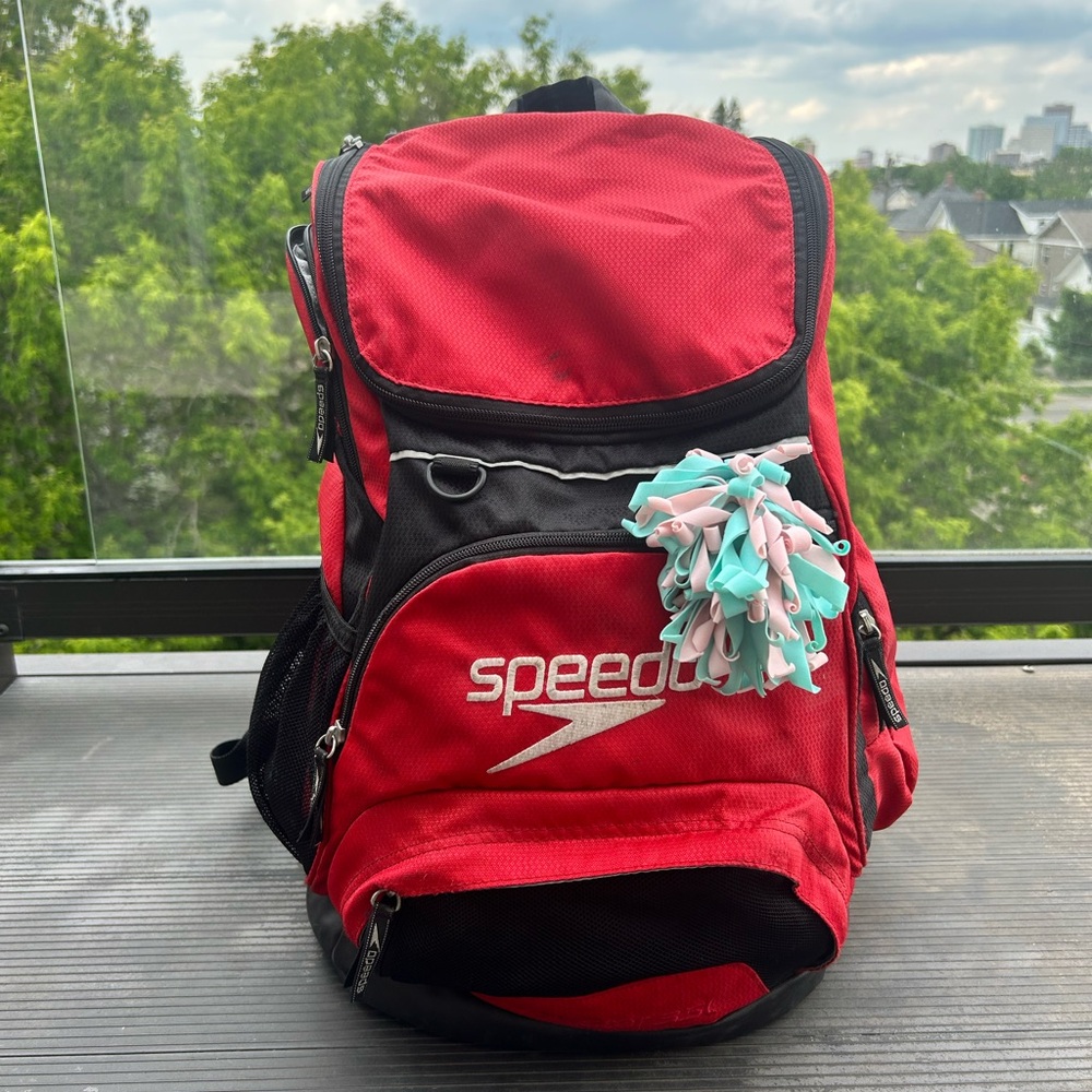 Speedo Red and Black Backpack with Logo